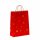 Weihnachtliche Papiertaschen in rot mit goldenen Sternen mit Papierkordeln - Format 24x10x31 cm