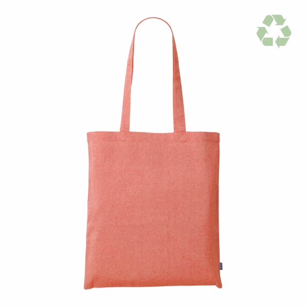 Recycling-Baumwolltasche mit 2 langen Henkeln - Format ca. 38x42 cm - meliert rot