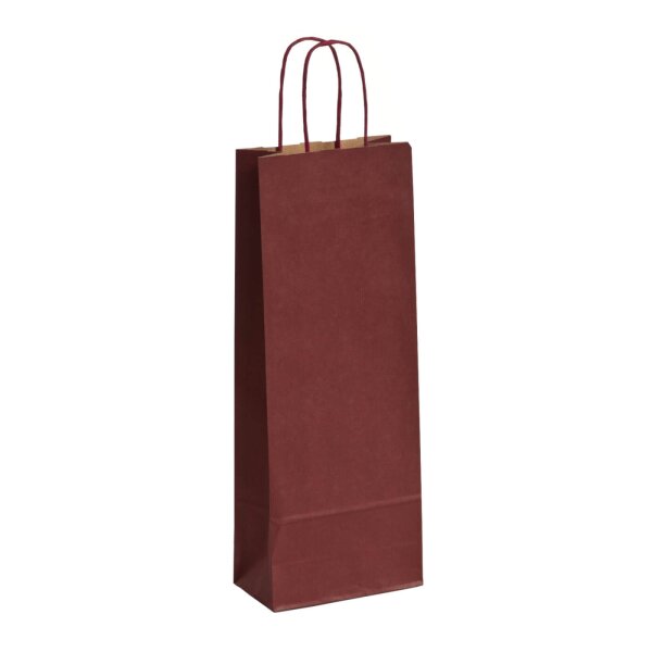 1er-Flaschentasche aus Papier im Format 15x8x39,5 cm - weinrot