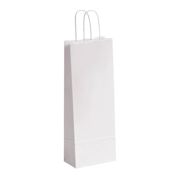 1er-Flaschentasche aus Papier im Format 15x8x39,5 cm - weiß