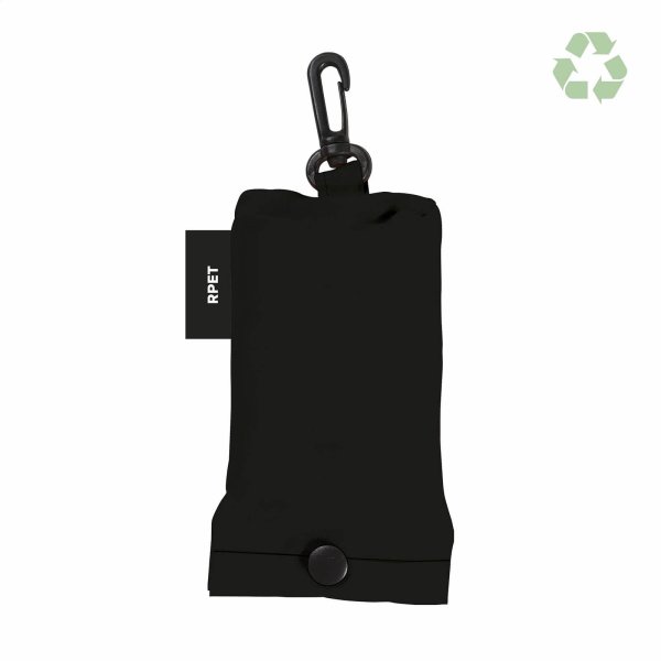 Faltbare Tasche im Etui - Format 40x38 cm - Recycling-PET - schwarz