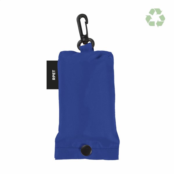Faltbare Einkaufstasche aus recycelten PET-Flaschen mit Etui - Format ca. 38 x 53 cm - blau