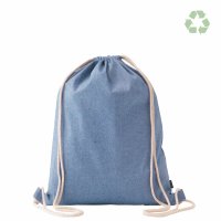 Recycling-Baumwollrucksack 38x42 cm - blau meliert