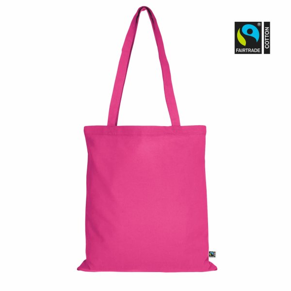 Stofftasche aus Fairtrade Baumwolle mit langen Henkeln - Format 38x42 cm - Standardgröße - pink