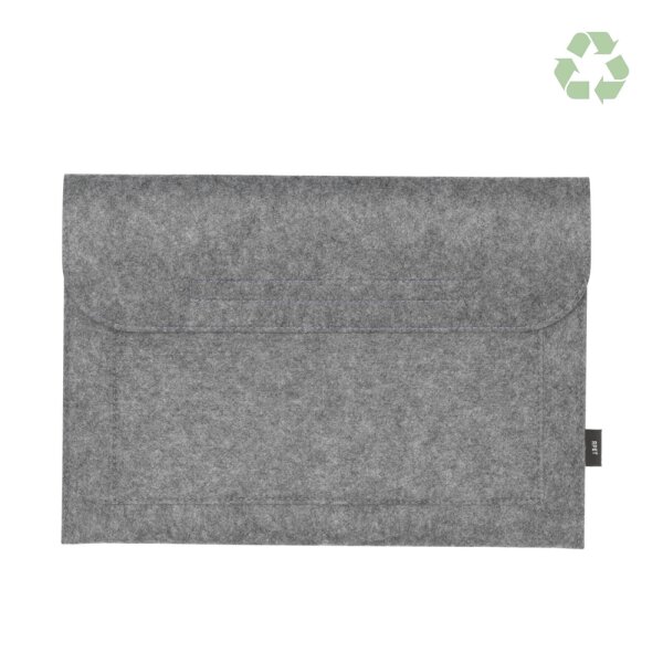 Laptoptasche aus RPET-Filz (recycelten PET-Flaschen) in grau - Format 37x26 cm - Vorderseite