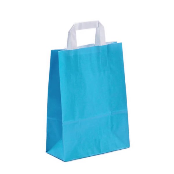 Papiertragetaschen blau Papiertüten Tüten Tragetaschen Flachhenkeltaschen  blue 