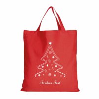 Weihnachtliche Stofftasche mit kurzen Griffen in rot...