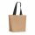 Jute-Einkaufstasche mit zwei langen Henkeln in schwarz - Größe: L - Format 48+15x35 cm - naturfarben