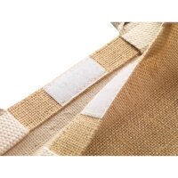 Große Jutetasche - Format 40+20x35 cm - weiße Griffe & Ränder - naturfarben / weiß