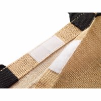 Große Jutetasche - Format 40+20x35 cm - schwarze Griffe & Ränder - naturfarben / schwarz