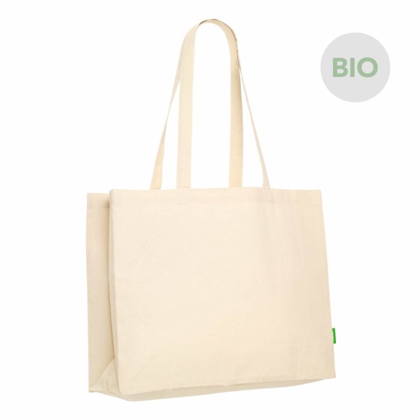 Eco-Shopper aus Bio-Baumwolle - Format 45+13x33 cm - Boden-/Seitenfalte - naturfarben