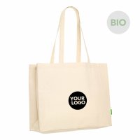 Eco-Shopper aus Bio-Baumwolle - Format 45+13x33 cm - Boden-/Seitenfalte - naturfarben