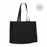 Eco-Shopper - Format 45+13x33 cm - Bio-Baumwolle - Boden-/Seitenfalte - schwarz