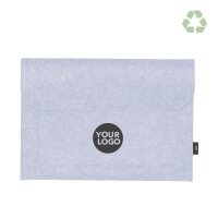 Laptoptasche aus RPET-Filz (recycelten PET-Flaschen) in hellgrau - Format 37x26 cm - Vorderseite bedruckt mit Logo