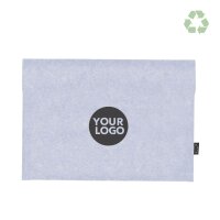 Laptoptasche aus RPET-Filz (recycelten PET-Flaschen) in hellgrau - Format 37x26 cm - Rückseite bedruckt mit Logo