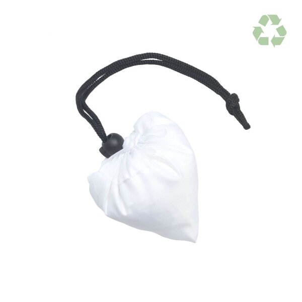 Faltbare RPET-Tasche - Format 42x38 cm - Erdbeerform - weiß - zusammengefaltet
