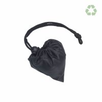 Faltbare RPET-Tasche - Format 42x38 cm - Erdbeerform - schwarz - zusammengefaltet