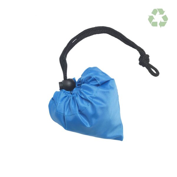 Faltbare RPET-Tasche - Format 42x38 cm - Erdbeerform - hellblau - zusammengefaltet