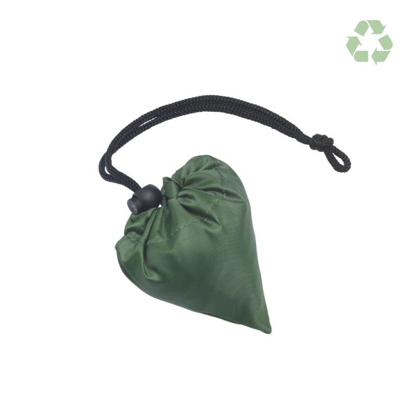 Faltbare RPET-Tasche - Format 42x38 cm - Erdbeerform - grün - zusammengefaltet