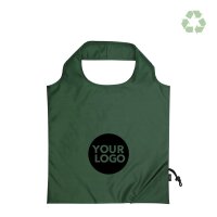 Faltbare RPET-Tasche - Format 42x38 cm - Erdbeerform - grün - bedruckt