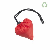 Faltbare RPET-Tasche - Format 42x38 cm - Erdbeerform - rot - zusammengefaltet