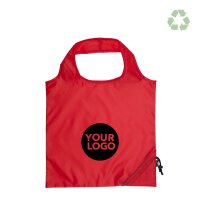 Faltbare RPET-Tasche - Format 42x38 cm - Erdbeerform - rot - bedruckt