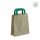 Kleine Graspapiertasche in braun mit grünen Punkten und Flachhenkel - Format 18+8x22 cm