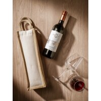 1er Flaschentasche - Format 11+10x35 cm - Canvas / Jute - naturfarben