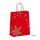 Weihnachtstasche mit Kordeln 22+10x28+5 cm - Schneeflocke rot / silber - Rückseite