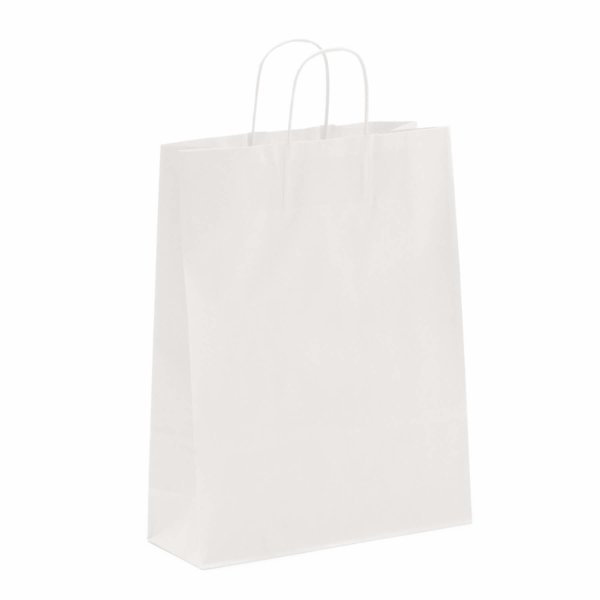 stabile Papiertüten Papiertaschen Groß Beutel 50 x Papiertragetaschen weiss 54+15x49 cm Paper Bag Kordelhenkel HUTNER 