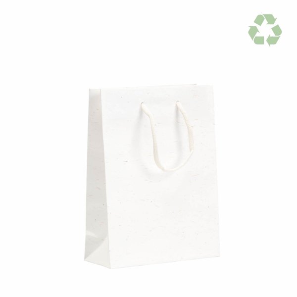 Kleine ZEROTREE® Tasche aus Recyclingpapier & Strohfasern 20+08x26 cm - weiß