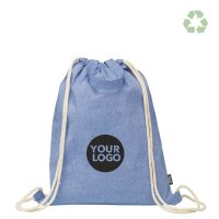 Recycling-Baumwollrucksack kurze Griffe 38x42 cm - blau...