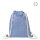Recycling-Baumwollrucksack kurze Griffe 38x42 cm - blau meliert