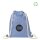 Recycling-Baumwollrucksack kurze Griffe 38x42 cm - blau meliert - bedruckt mit Logo