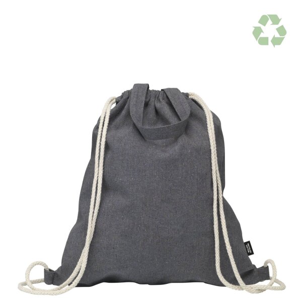 Recycling-Baumwollrucksack kurze Griffe 38x42 cm - dunkelgrau meliert