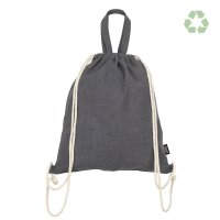 Recycling-Stoffrucksack - Format 38x42 cm - Recycling-Baumwolle - kurze Griffe & Tragekordeln - dunkelgrau meliert
