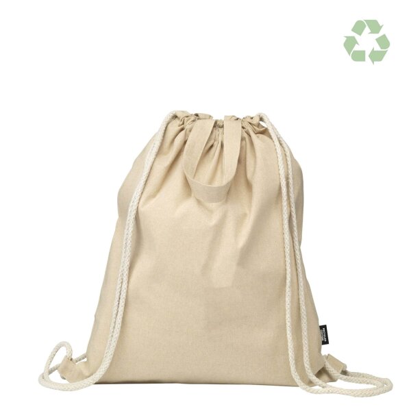 Recycling-Baumwollrucksack kurze Griffe 38x42 cm - natur meliert