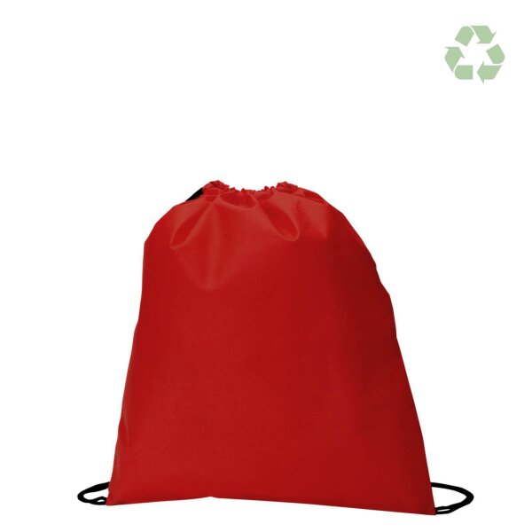 RPET Non-Woven-Rucksack - Format 37x41 cm - Tragekordeln - rot