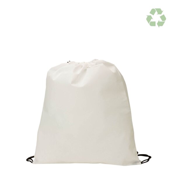 RPET Non-Woven-Rucksack - Format 37x41 cm - Tragekordeln - weiß