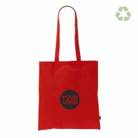 Recycling-Stofftasche - Format 38x42 cm - recyceltes Baumwolle & Polyester - rot - bedruckt