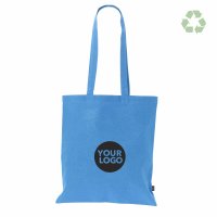 Recycling-Stofftasche - Format 38x42 cm - recyceltes Baumwolle & Polyester - hellblau - bedruckt