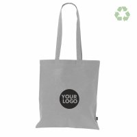 Recycling-Stofftasche - Format 38x42 cm - recyceltes Baumwolle & Polyester - grau - bedruckt