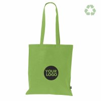 Recycling-Stofftasche - Format 38x42 cm - recyceltes Baumwolle & Polyester - hellgrün - bedruckt