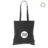 Recycling-Stofftasche - Format 38x42 cm - recyceltes Baumwolle & Polyester - schwarz - bedruckt