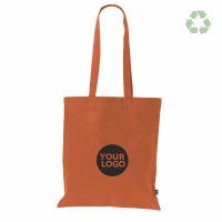 Recycling-Stofftasche - Format 38x42 cm - recyceltes Baumwolle & Polyester - orange - bedruckt
