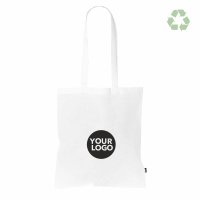 Recycling-Stofftasche - Format 38x42 cm - recyceltes Baumwolle & Polyester - weiß - bedruckt