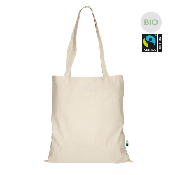 Bio-FAIRTRADE-Baumwolltasche - Format 38x42 cm - lange Griffe - natur