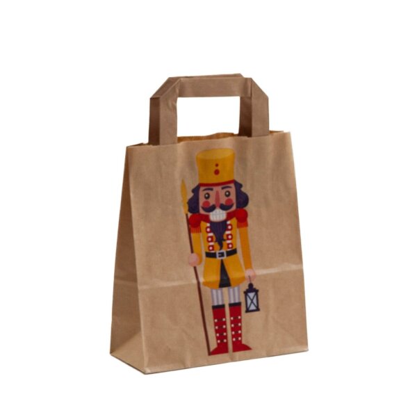 Weihnachtliche Papiertasche 18+08x22 cm - Nussknacker