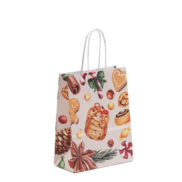 Weihnachtstasche mit Kordeln 18+08x22 cm - Weihnachtsleckereien