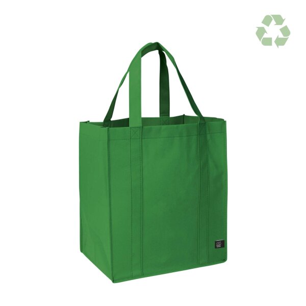 RPET-Non-Woventasche 33+25x38 cm - breite Bodenfalte - grün